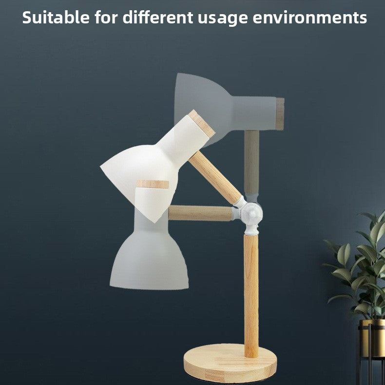 Scandinavian Wood Desk Lamp with Eye Protection
