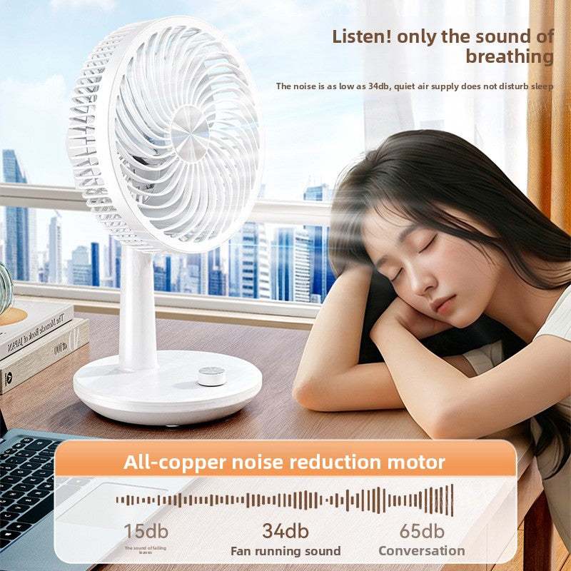 Silent Rechargeable 2400mah USB Desk Fan with Stepless Speed, Silent Operation, Automatic Oscillation, Compact & Portable
