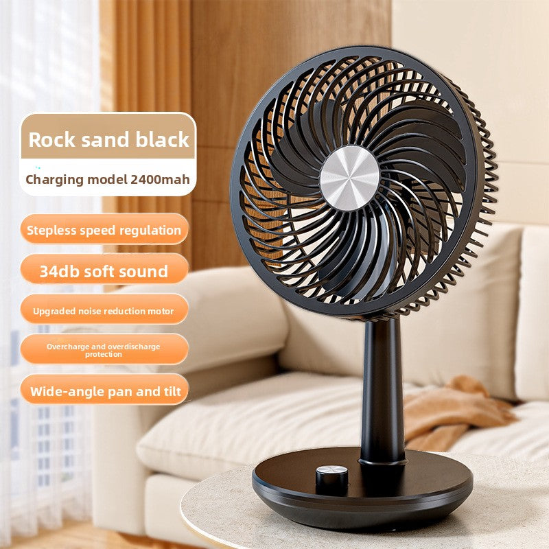 Silent Rechargeable 2400mah USB Desk Fan with Stepless Speed, Silent Operation, Automatic Oscillation, Compact & Portable