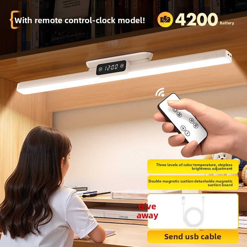 Remote Controlled Magnetic Eye-Protection Desk Lamp, Extended, Enlarged, With Clock Model (4200mAh/6200mAh options)