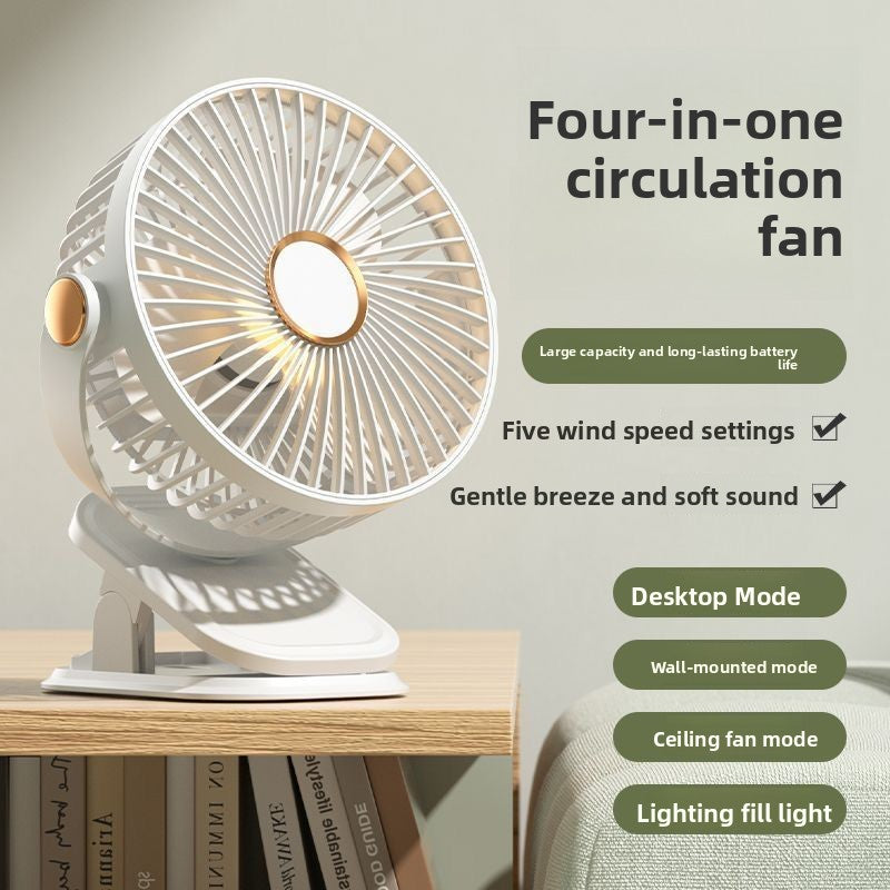 400mAh / 800mAh Rechargeable Multifunctional Clip Desk Fan with Light, 360� Rotate