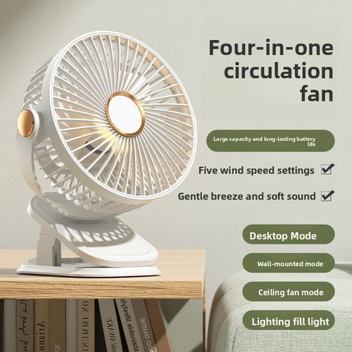 400mAh / 800mAh Rechargeable Multifunctional Clip Desk Fan with Light, 360� Rotate