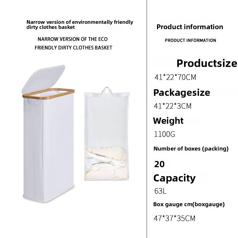 Durable Bamboo Frame Foldable Laundry Basket with Inner Bag