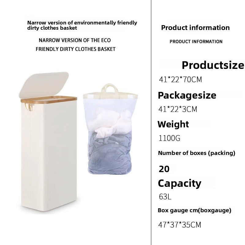 Durable Bamboo Frame Foldable Laundry Basket with Inner Bag
