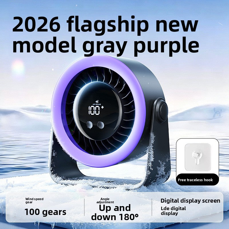 Rechargeable Adjustable Quite USB Desktop Fan with Digital Display, 100 speed, Compact wall-mount or desktop