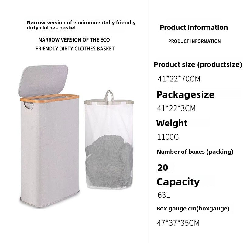 Durable Bamboo Frame Foldable Laundry Basket with Inner Bag