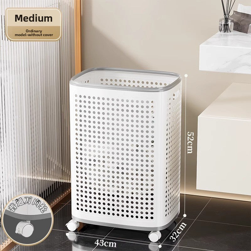 Medium and Large Laundry Basket with cover/silent wheels/double baskets/handle