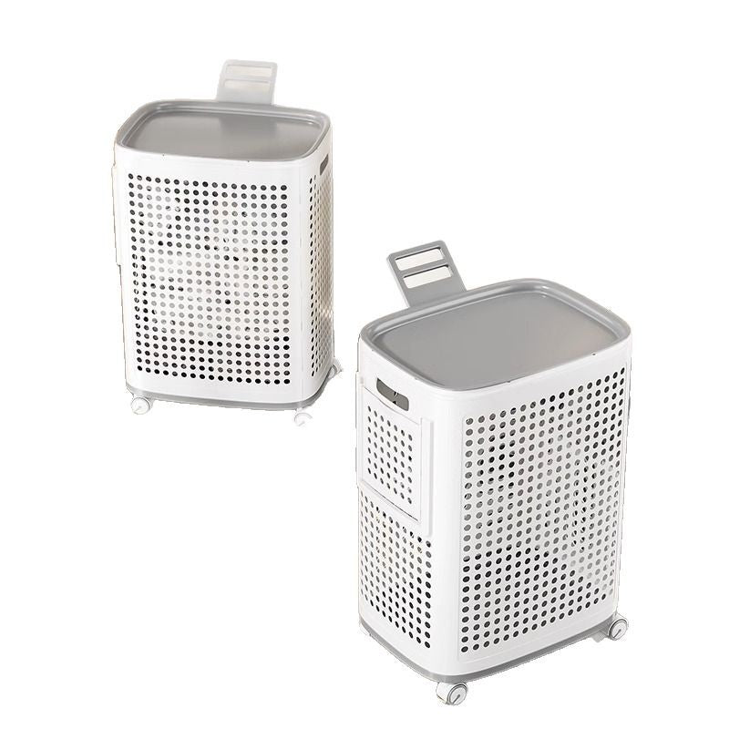 Medium and Large Laundry Basket with cover/silent wheels/double baskets/handle