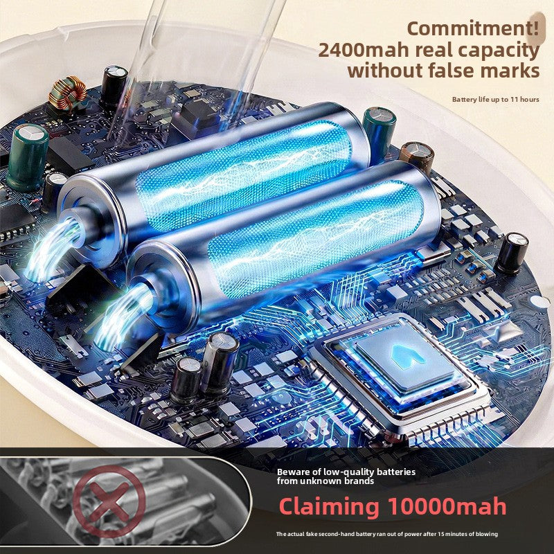 Silent Rechargeable 2400mah USB Desk Fan with Stepless Speed, Silent Operation, Automatic Oscillation, Compact & Portable
