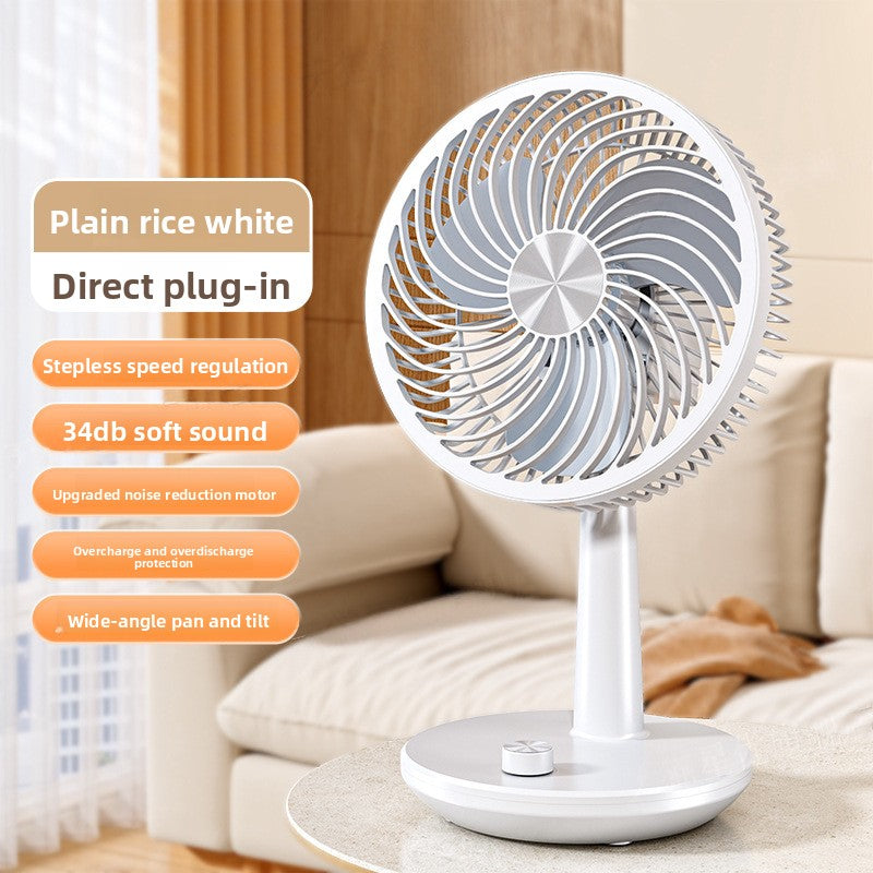 Silent Rechargeable 2400mah USB Desk Fan with Stepless Speed, Silent Operation, Automatic Oscillation, Compact & Portable