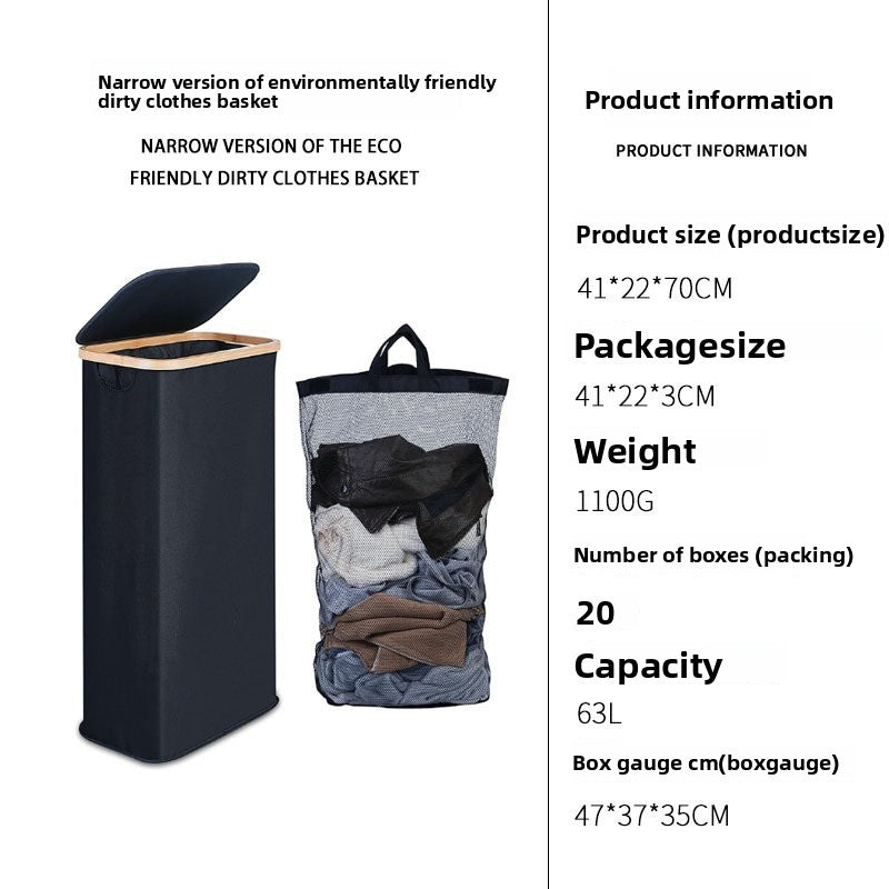 Durable Bamboo Frame Foldable Laundry Basket with Inner Bag
