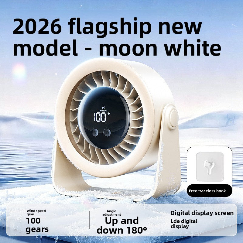 Rechargeable Adjustable Quite USB Desktop Fan with Digital Display, 100 speed, Compact wall-mount or desktop