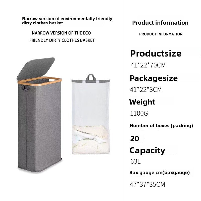 Durable Bamboo Frame Foldable Laundry Basket with Inner Bag