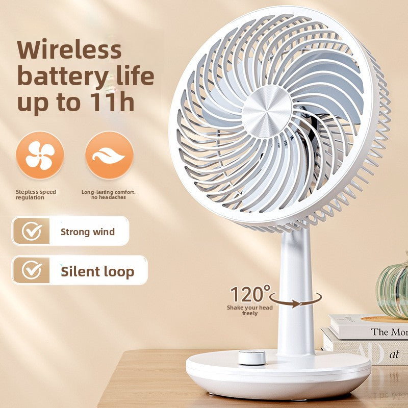 Silent Rechargeable 2400mah USB Desk Fan with Stepless Speed, Silent Operation, Automatic Oscillation, Compact & Portable