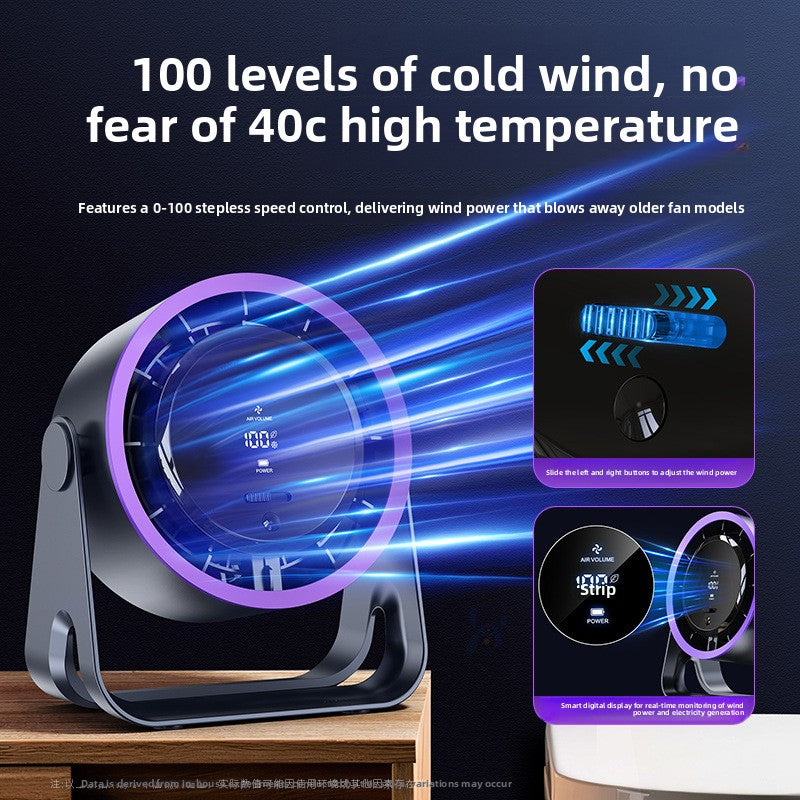 Rechargeable Adjustable Quite USB Desktop Fan with Digital Display, 100 speed, Compact wall-mount or desktop