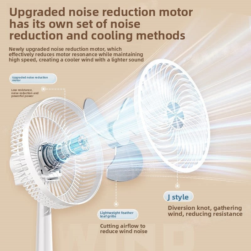 Silent Rechargeable 2400mah USB Desk Fan with Stepless Speed, Silent Operation, Automatic Oscillation, Compact & Portable
