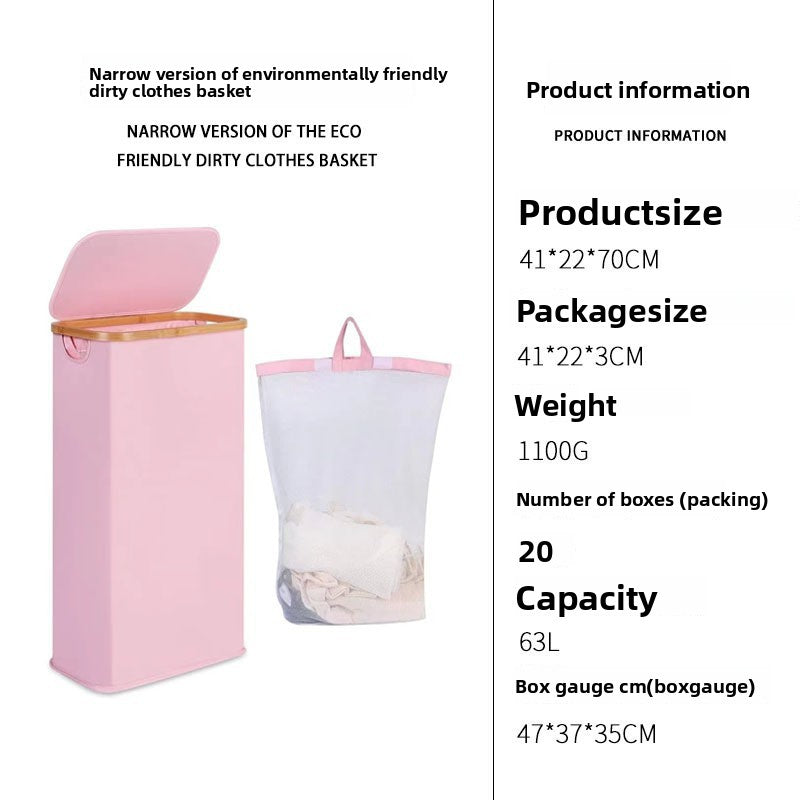 Durable Bamboo Frame Foldable Laundry Basket with Inner Bag