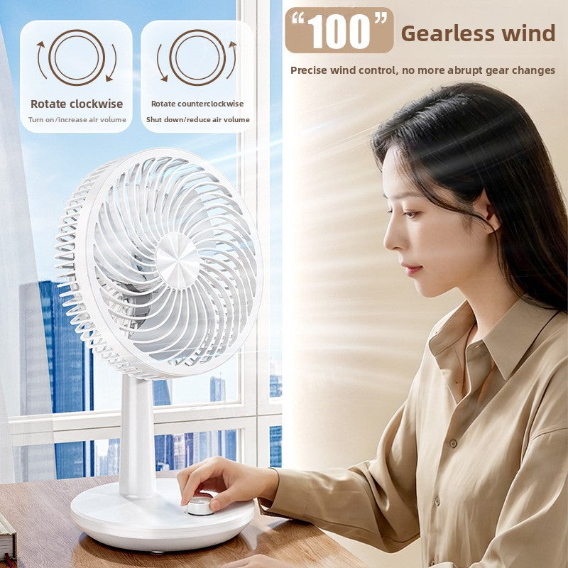 Silent Rechargeable 2400mah USB Desk Fan with Stepless Speed, Silent Operation, Automatic Oscillation, Compact & Portable