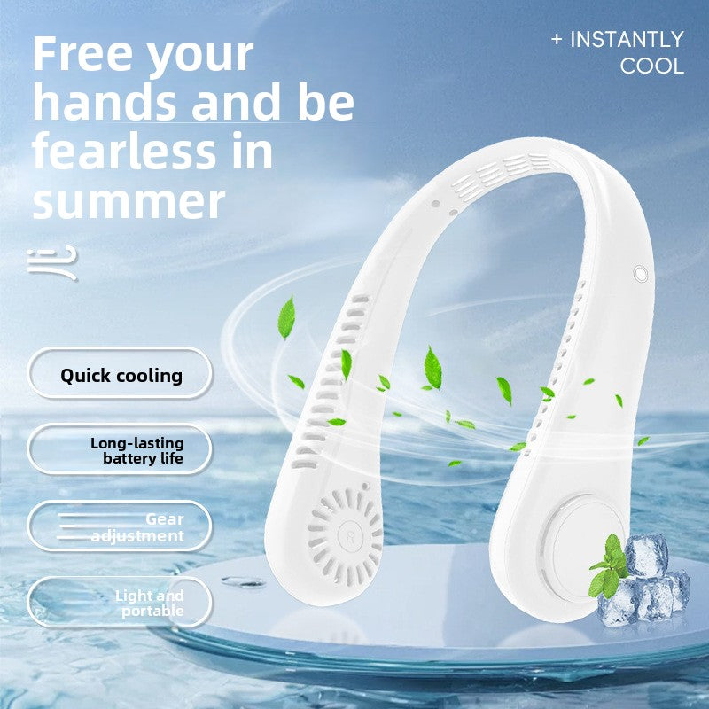 Portable USB Neck Hanging Fan with Rechargeable Battery