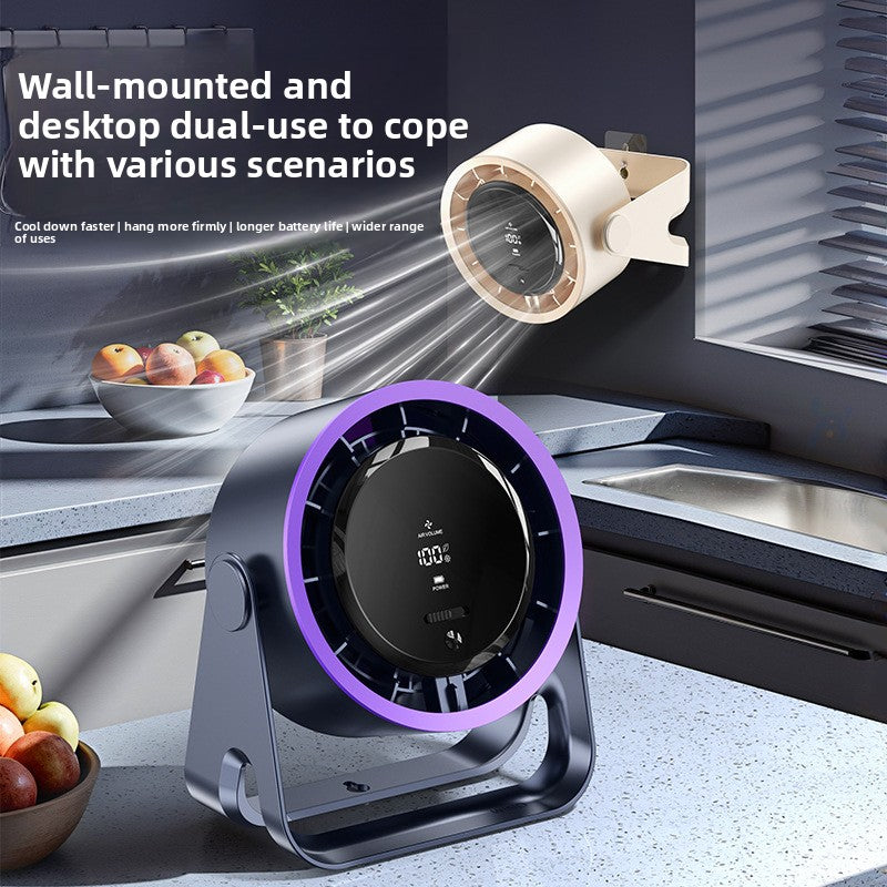 Rechargeable Adjustable Quite USB Desktop Fan with Digital Display, 100 speed, Compact wall-mount or desktop